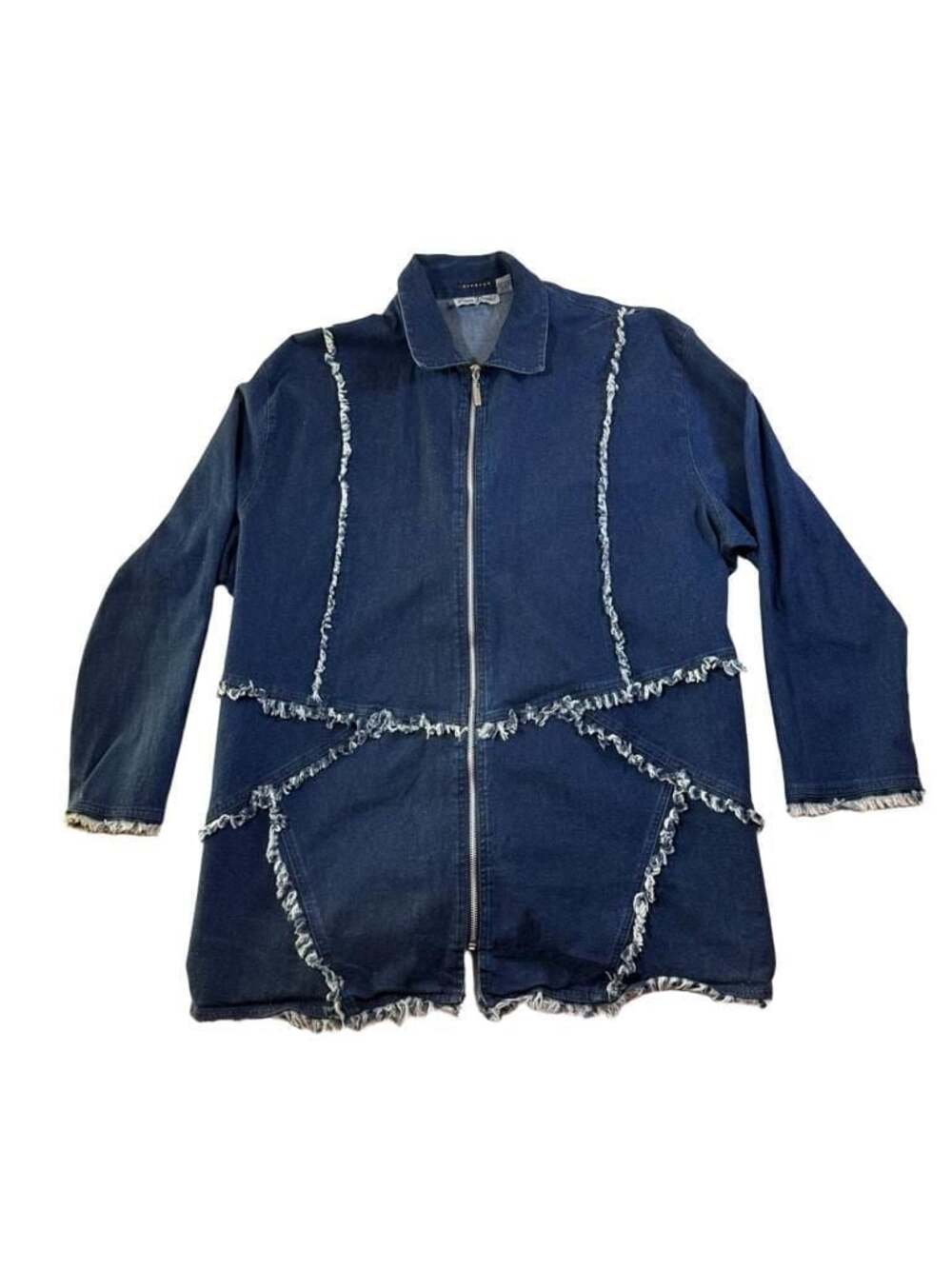 Erica Brooke Collection Plus Size 22 Dark Wash Stretch Denim Zip Front Fringe J
